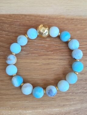 Matte Amazonite Beads Bracelet, Stretch, Hand Crafted
